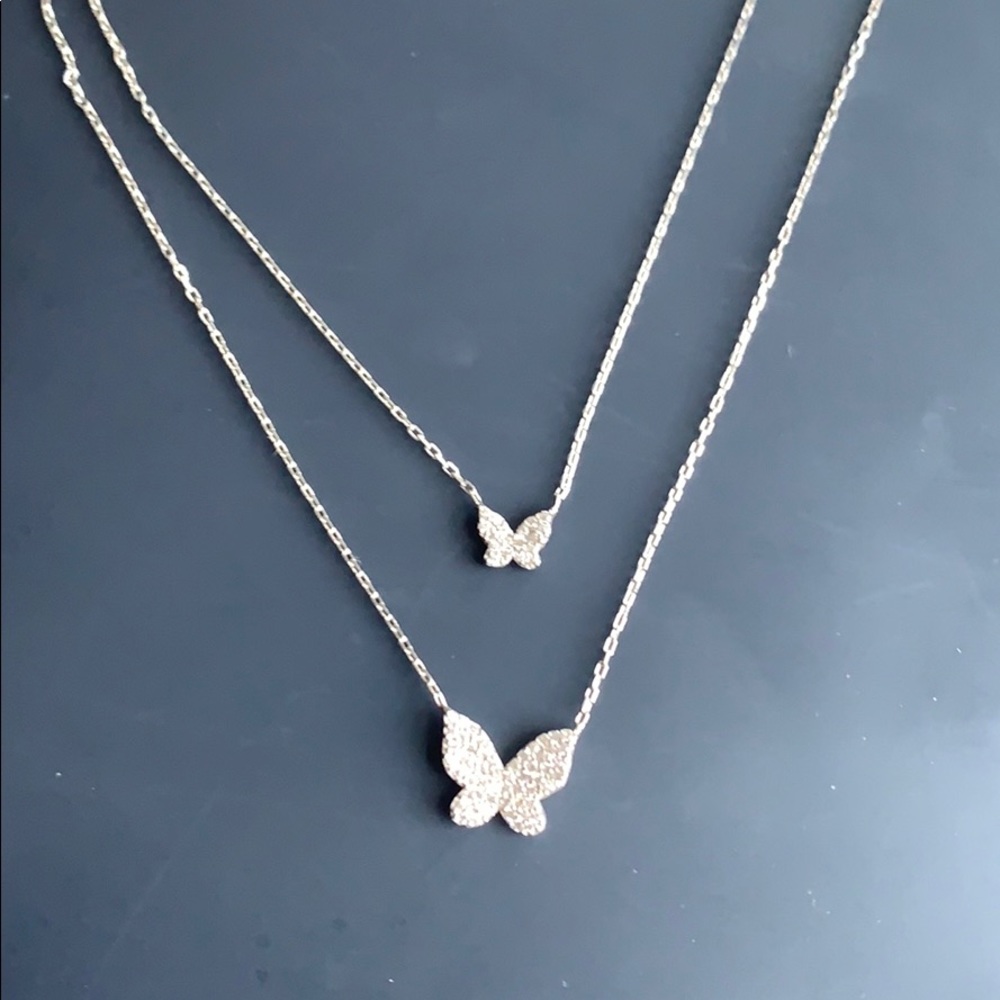 Silver Layered Butterflies Necklace